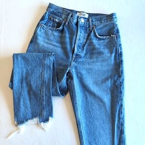 Agolde Riley Crop Button Fly Mid Wash Classic Jeans Women's Size 24
